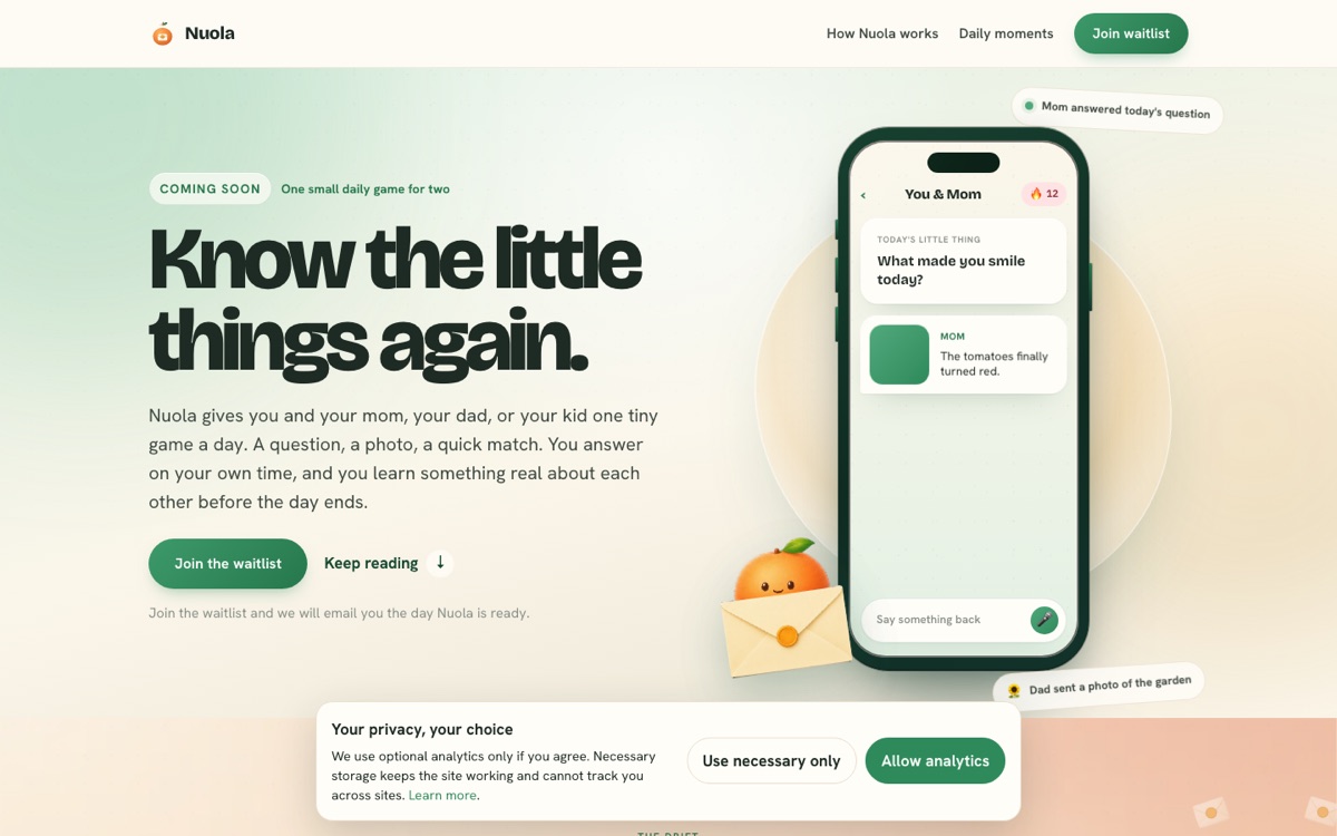 Nuola landing page